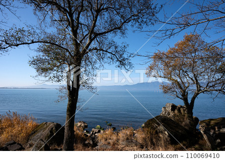 Lake Biwa shore in late autumn 110069410