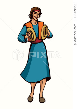 The ancient Jewish man are having fun. Vector drawing 110069458