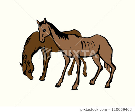 Starving skinny horse. Vector drawing Starving skinny horse. Vector drawing 110069463