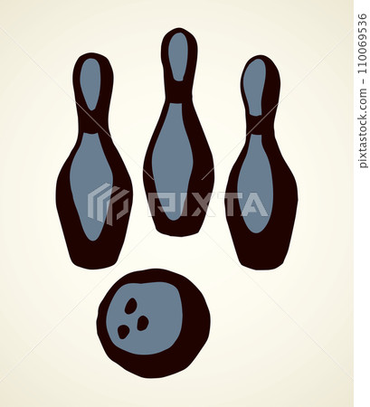 Game pins and ball. Vector drawing Game pins and ball. Vector drawing 110069536