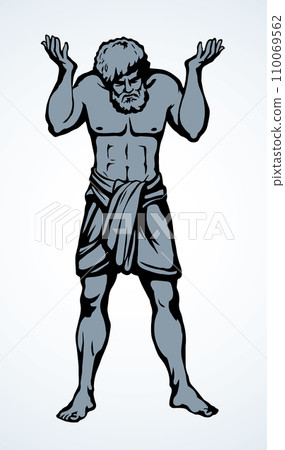 Atlas keeps the earth on their shoulders. Vector drawing silhouette Atlas keeps the earth on their shoulders. Vector drawing silhouette 110069562