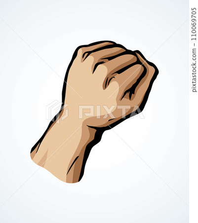 Superman's hand with an elongated fist. Vector drawing 110069705