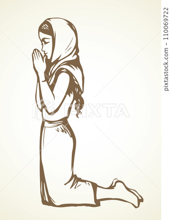 Vector image of the praying girl 110069722