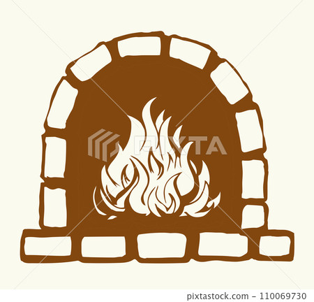 Old Russian stove. Vector drawing Old Russian stove. Vector drawing 110069730