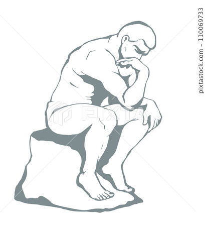 The statue the Thinker. Vector drawing 110069733