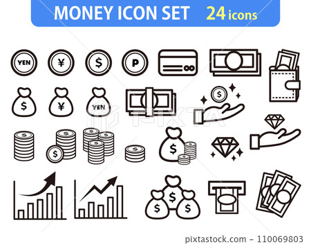 與金錢相關的圖標集 24 個摘要 與金錢相關的圖標集 24 個摘要 110069803