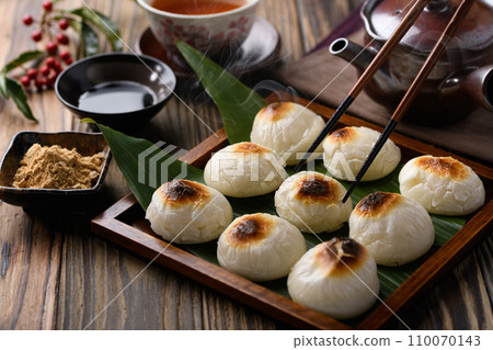 Freshly baked round mochi Freshly baked round mochi 110070143