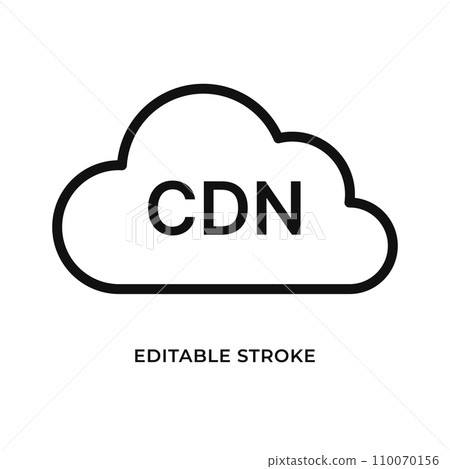 Content delivery network icon in the form of a cloud. Abbreviation CDN. Isolated vector illustration. Editable stroke. Content delivery network icon in the form of a cloud. Abbreviation CDN. Isolated vector illustration. Editable stroke. 110070156