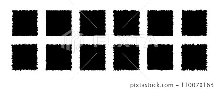 Rectangles paper with roughly torn edges. Jagged geometric shapes for stickers, tags and labels. Isolated vector illustration on white background. Rectangles paper with roughly torn edges. Jagged geometric shapes for stickers, tags and labels. Isolated vector illustration on white background. 110070163