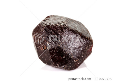macro mineral stone  Garnet, on a white background 110070720