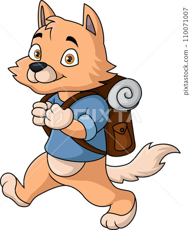 Cute fox traveler cartoon with bag 110071007