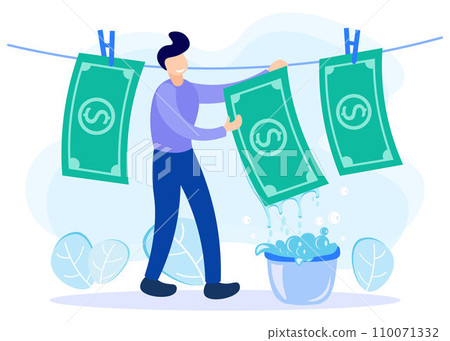 Illustration vector graphic cartoon character of money laundering Illustration vector graphic cartoon character of money laundering 110071332