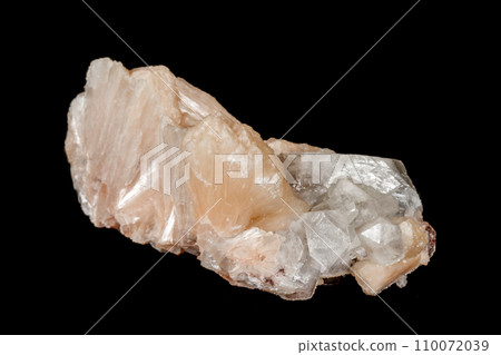 Macro stone albite mineral on white black Macro stone albite mineral on white black 110072039