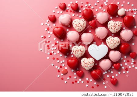 AI-generated content. Beautiful Candies for Valentine's Day on the Pink Background AI-generated content. Beautiful Candies for Valentine's Day on the Pink Background 110072055