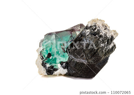 macro mineral fluorite stone on white background 110072065