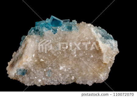 macro mineral fluorite stone on black background 110072070
