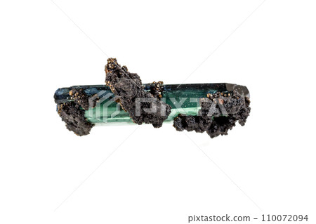 Macro stone Vivianite mineral on white background 110072094