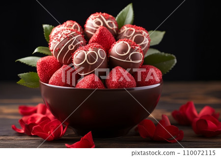 AI-generated content. A gift with lots of Valentine's Day chocolates 110072115