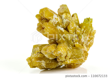 Macro stone Gypsum mineral on white background Macro stone Gypsum mineral on white background 110072133