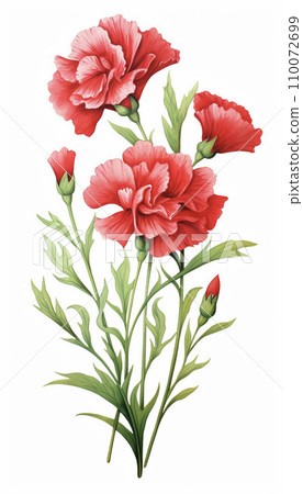 紅色康乃馨花圖AI圖像 紅色康乃馨花圖AI圖像 110072699