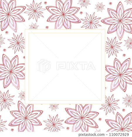 Hand drawn watercolor beautiful snow flakes frame border isolated on white background. Can be used for cards, labels, banner and other printed products. 110072929