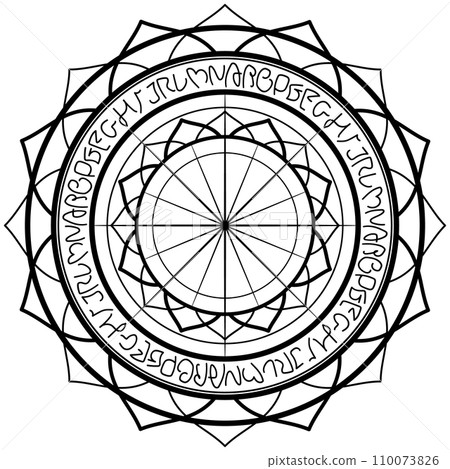 Flower magic circle, otherworldly handwritten letters 110073826