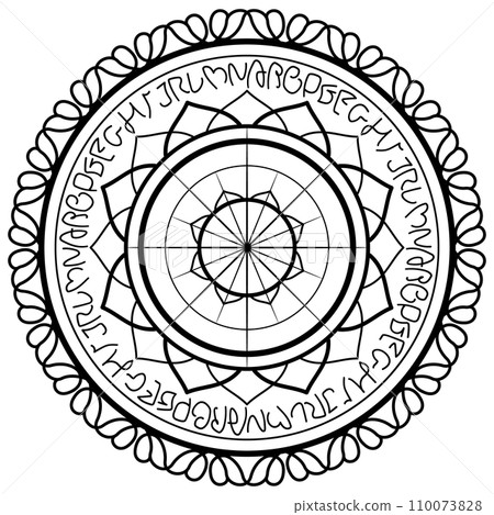 Flower magic circle, otherworldly handwritten letters 110073828