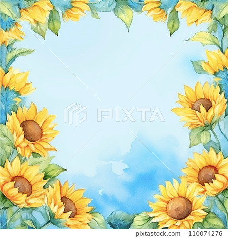 水彩向日葵框架AI圖像 水彩向日葵框架AI圖像 110074276