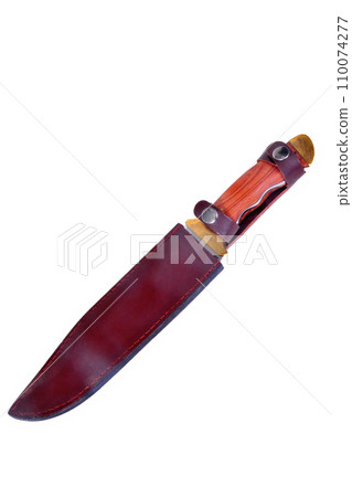 Bowie Knife in scabbard isolate over white 110074277