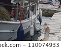 cats near the boat eating fish, morning, sea, pier, fishermen, 110074933