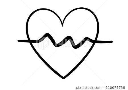 Hand drawn line heart on white background. 110075736