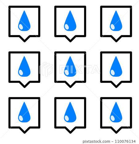 1 droplet and 9 square speech bubbles set 110076134