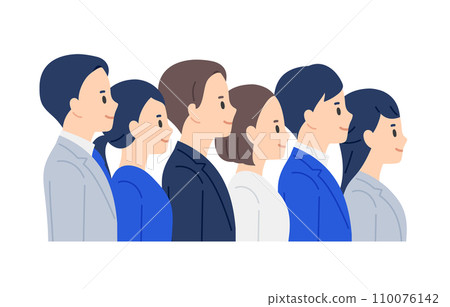 Set of business people and men lining up looking up to the right [People vector illustration material] 110076142