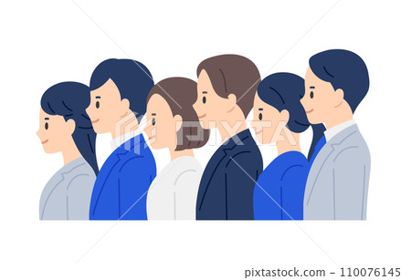 Set of business people and men lining up facing left [People vector illustration material] 110076145