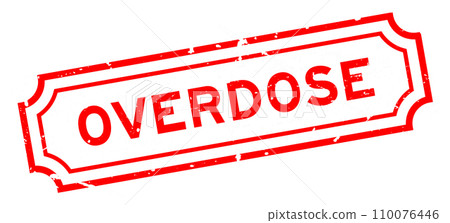 Grunge red overdose word square rubber stamp on white background Grunge red overdose word square rubber stamp on white background 110076446