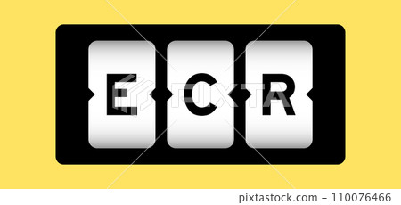 Black color in word ECR (Abbreviation of Efficient Consumer Response, Early Career Researcher, Engine control room) on slot banner with yellow color background Black color in word ECR (Abbreviation of Efficient Consumer Response, Early Career Researcher, Engine control room) on slot banner with yellow color background 110076466
