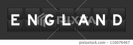 Black color analog flip board with word england on gray background Black color analog flip board with word england on gray background 110076467