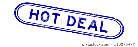 Grunge blue hot deal word rubber seal stamp on white background 110076477
