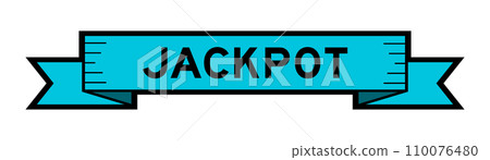 Ribbon label banner with word jackpot in blue color on white background Ribbon label banner with word jackpot in blue color on white background 110076480