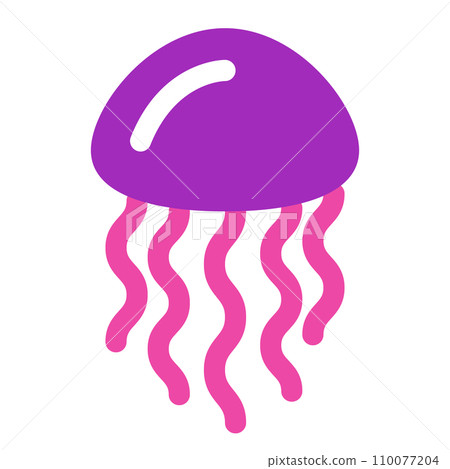 Color style icon representing sea life, jellyfish 110077204