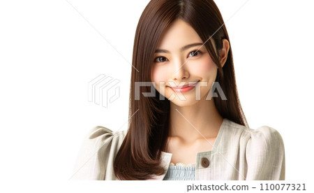 A woman smiling softly 110077321