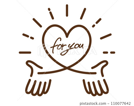 一隻手發送一顆發光的心的插圖 一隻手發送一顆發光的心的插圖 110077642