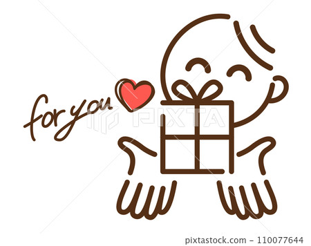 Illustration of a simple person giving a present Illustration of a simple person giving a present 110077644