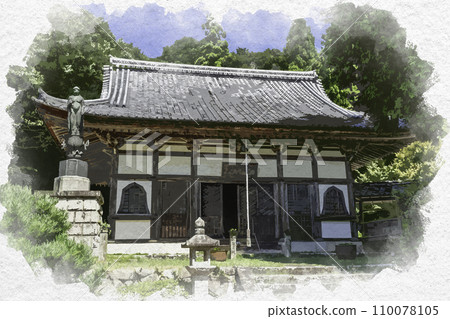 Watercolor style Obama Kojoji Main Hall Obama City, Fukui Prefecture 110078105
