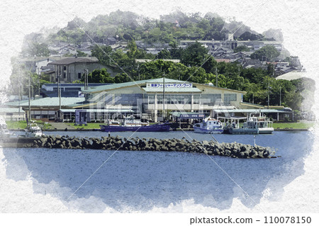 水彩風格小浜若狹漁人碼頭 福井縣小浜市 110078150