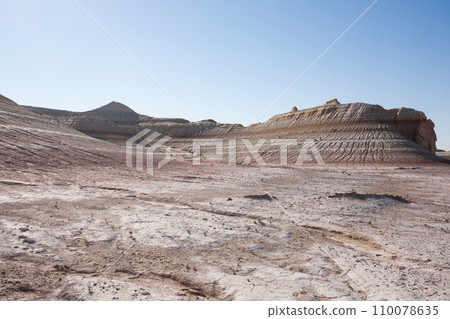 Kyzylkup rock strata landscape, Mangystau desert, Kazakhstan 110078635