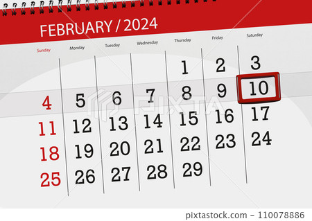Calendar 2024, deadline, day, month, page, organizer, date, February, saturday, number 10 110078886