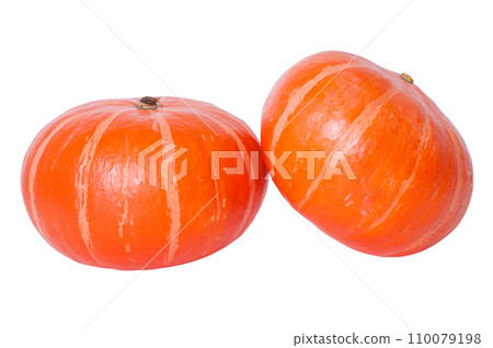 Two ripe orange pumpkins isolated. Healthy food. 110079198