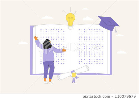 Inclusion in education. Students with book. 110079679