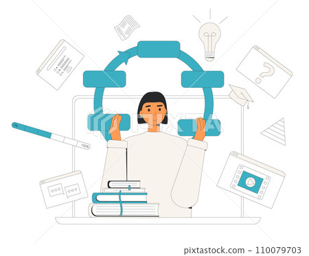 Instructional designer creating curricula or learning materials. Instructional designer creating curricula or learning materials. 110079703